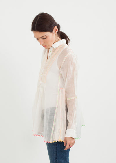 Sheer Rainbow Blouse in White