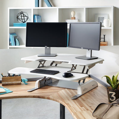 White Standing Desk for Corner Cubicle