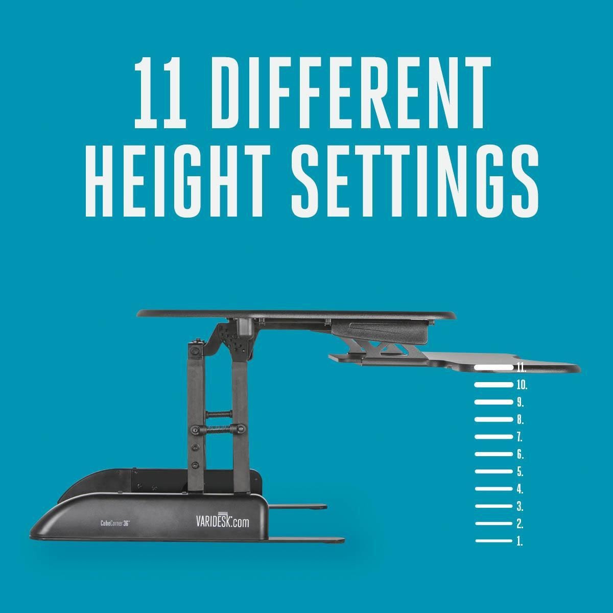 Cube Corner 36 Standing Desk 11 Height Settings
